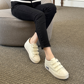 [GIRLS GOOB] Women'sCasual Comfort Sneakers, Fashion Shoes, Invisible High-Heeled Fashion Shoes, Canvas + Velcro - Made in KOREA